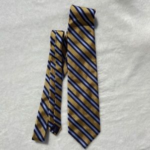 Brooks Brothers Pure Silk Tie Yellow Blue Stripe